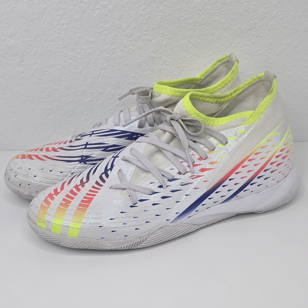 Adidas GV8517 Predator Edge 3 Indoor Soccer Shoes Sneakers White/Multicolor Sz 7